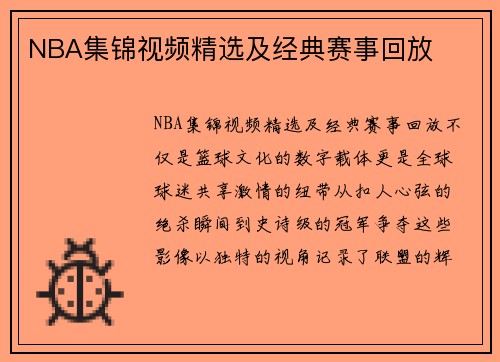 NBA集锦视频精选及经典赛事回放