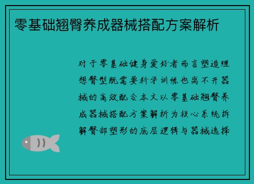 零基础翘臀养成器械搭配方案解析